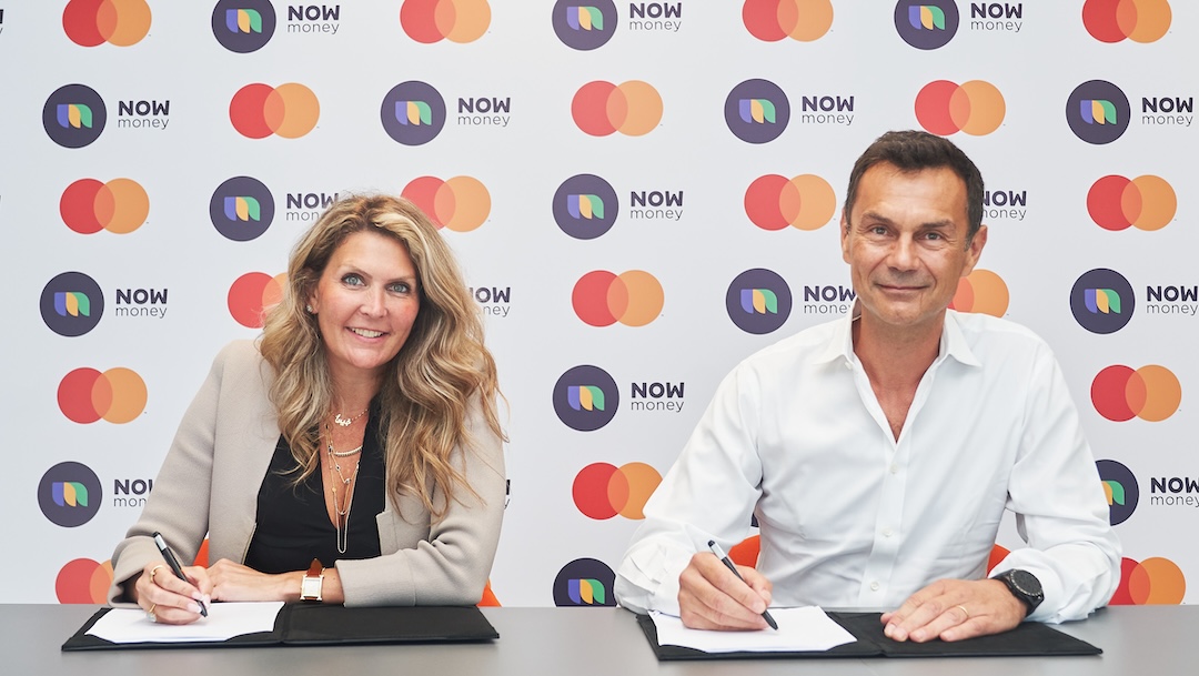 Nicolas Andine, CEO at NOW Money and Gina Petersen-Skyrme, Vice President, Country Manager, UAE and Oman at Mastercard at signing ceremony.